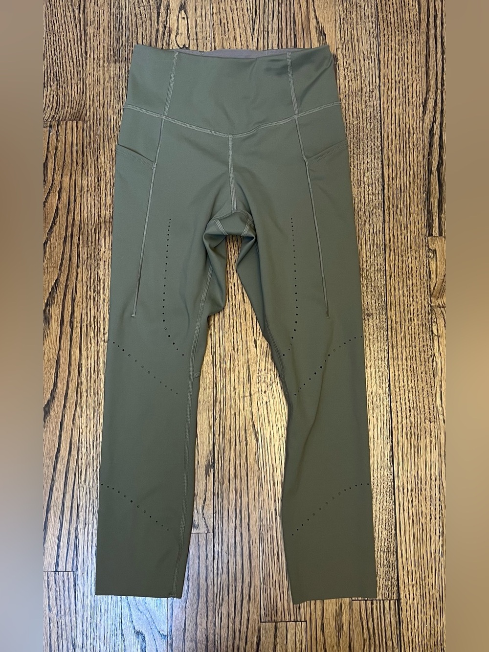 Brooks Method Running Size XS Army Green Vented Ankle Pocket Leggings Athleisure